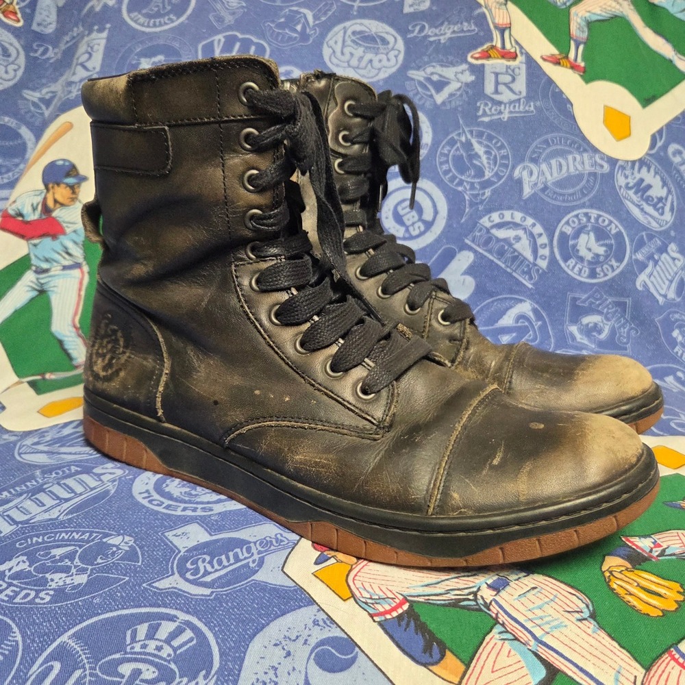Diesel Boots Mens 10 Black Basket Butch Zip Combat Sneaker Distressed Leather